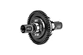 A GPM Racing 50T 1Mod complete differential for RC cars, featuring a black gear and silver metal outdrives against a white background.