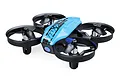 UDI U46C Fire Fly quadcopter drone in blue and black with protective propeller guards, isolated on a white background.
