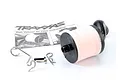 Traxxas high-flow air filter set including a foam filter element, plastic housing, metal mounting hardware, and instruction manual on a white background.