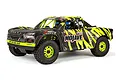 ARRMA MOJAVE 6S V2 BLX desert racer RC short course truck in green and black livery, viewed from a front three-quarter angle on a white background.
