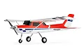 FMS Ranger 1.2m RC plane in red and white livery with tricycle landing gear, viewed from a side angle against a white background.