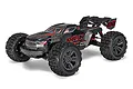 ARRMA Kraton 6S EXB 1/8 scale electric RC truggy in black and red livery, shown from a front three-quarter angle on a white background.