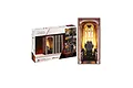 Revell House of the Dragon Iron Throne book nook kit shown in its retail packaging alongside a fully assembled view of the miniature throne room.