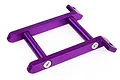 A purple anodized aluminium rear chassis brace for an RC car, featuring two parallel bars connected by cross-members with visible screws.
