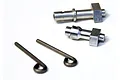 HSP brake cam set including two metal brake cams and two wire clips for RC car chassis maintenance.