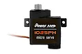 Power HD 1025PH micro servo with black plastic casing and metal output gear, shown from the front against a white background.