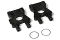 Two black plastic HSP centre differential mounts and two small metal O-rings on a white background.
