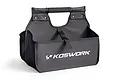 A black Koswork V2 pit caddy bag with a central handle, open top design, and white branding on the front.