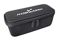 A black Koswork multi-purpose hard case with a textured lid, white logo, and dual zipper pulls, isolated on a white background.
