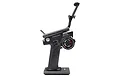 FlySky Noble NB4 Pro Plus RC transmitter with a phone mount attached, shown side-on against a white background.