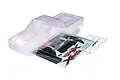 A clear, unpainted Traxxas Chevrolet GMT400 CK truck body shell with a decal sheet included on a white background.