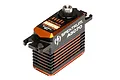 Spektrum A5070 high-voltage brushless mini servo with a black and orange aluminium heatsink case.