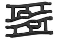 Two black RPM wide front lower suspension arms for RC vehicles, shown against a white background.