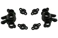 RPM black steering hubs and associated mounting plates for Traxxas 1/16 scale RC vehicles.