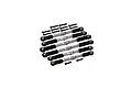 A set of GPM Racing stainless steel adjustable turnbuckles with black plastic rod ends and included mounting screws on a white background.