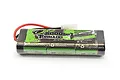 A Tornado RC 7.2V 5000mAh NiMH battery pack wrapped in green and black carbon fiber patterned shrink wrap with a Tamiya-style connector.