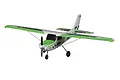FMS Ranger 1.8m RC trainer plane in white and green livery, featuring a high-wing design, tricycle landing gear, and propeller, isolated on a white background.