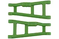 A pair of green RPM rear suspension arms for RC vehicles, shown against a plain white background.