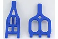 Two blue RPM RC suspension arms for a Traxxas E-Maxx, shown from a top-down perspective against a white background.