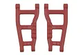 A pair of red RPM rear suspension arms for an RC vehicle, shown against a plain white background.