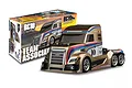 Team Associated RC10 American Custom 6WD semi truck RC model kit with its product packaging box in the background.