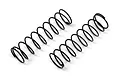 Two black metal coil springs for RC car shock absorbers, positioned side-by-side on a white background.