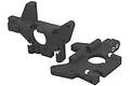 Two black RPM RC rear bulkhead components for T/E-Maxx RC vehicles, shown from different angles against a white background.