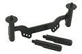 RPM adjustable front body mount set for Traxxas Slash, featuring a main crossbar and two vertical mounting posts in black plastic.