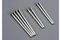 A set of eight silver-coloured metal suspension arm screw pins for Traxxas RC vehicles arranged on a grey background.