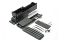 Traxxas radio box set for RC vehicles, including the main housing, lid, and various foam seals and small hardware components.