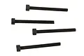 Four black metal cap head screws arranged horizontally against a plain white background.