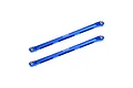 Two blue anodized aluminium RC chassis linkages with 151mm printed on them, set against a white background.