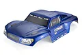 A pre-painted blue Atrek Stinger Pro short course truck body shell on a white background.