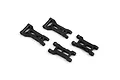 Four black plastic RC suspension arms arranged on a white background.
