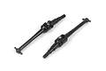 Two black metal CVD driveshafts for an RC car, shown against a plain white background.