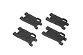 Four black plastic lower suspension arms for an RC vehicle, arranged in a grid on a white background.