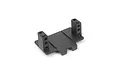 A black plastic Maverick servo mount spare part for RC vehicles, featuring a flat base with two vertical mounting towers with multiple screw holes.