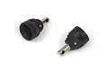 Two Maverick differential outdrive cups featuring a black plastic cup section and a silver metal shaft with a cross-pin hole.