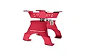 A red GPM Racing aluminium RC car and truck work stand against a white background.