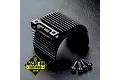 A black anodized aluminium motor heat sink with cooling fins and four included mounting screws, featuring a Recon G6 Certified 2018 logo.