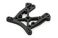 A black plastic front shock tower spare part for an RC vehicle, shown from a top-down angle on a white background.