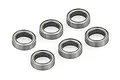 A set of six Atrek metal shielded ball bearings arranged on a white background.