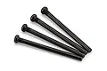 Four black metal suspension arm pin screws arranged in a fan shape against a white background.