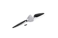 E-Flite spinner and propeller assembly featuring a white plastic spinner, two black propeller blades, and a small mounting screw on a white background.