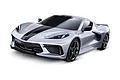 A studio shot of a silver Traxxas 4-Tec 3.0 Chevrolet Corvette Stingray RC car on a white background.