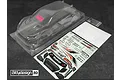 Bittydesign 1/10 scale A3-F FWD unpainted clear polycarbonate RC car body shell with included decal sheet and hardware bag.
