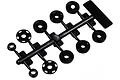 A black plastic sprue containing ten RC shock pistons of various hole configurations, labeled OT209.