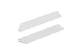 Two silver stainless steel side chassis skid plates for an RC vehicle, shown from an isometric angle against a white background.