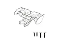 A black and white line drawing of an MJX RC rear wing assembly with four included screws.
