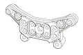 A black and white line drawing of an MJX RC rear shock tower spare part.